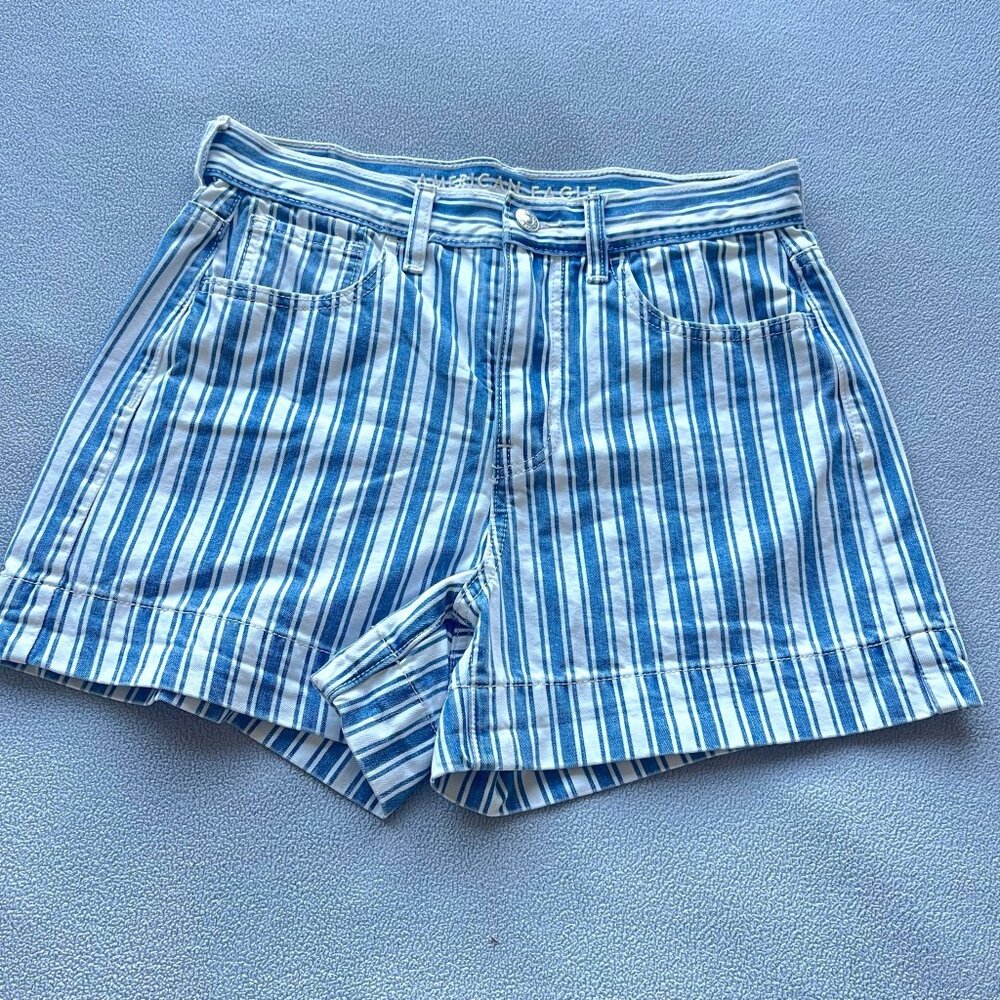 Vtg American Eagle Shorts Womens 2 Conductor Pinstripe Mom Jeans High Waisted